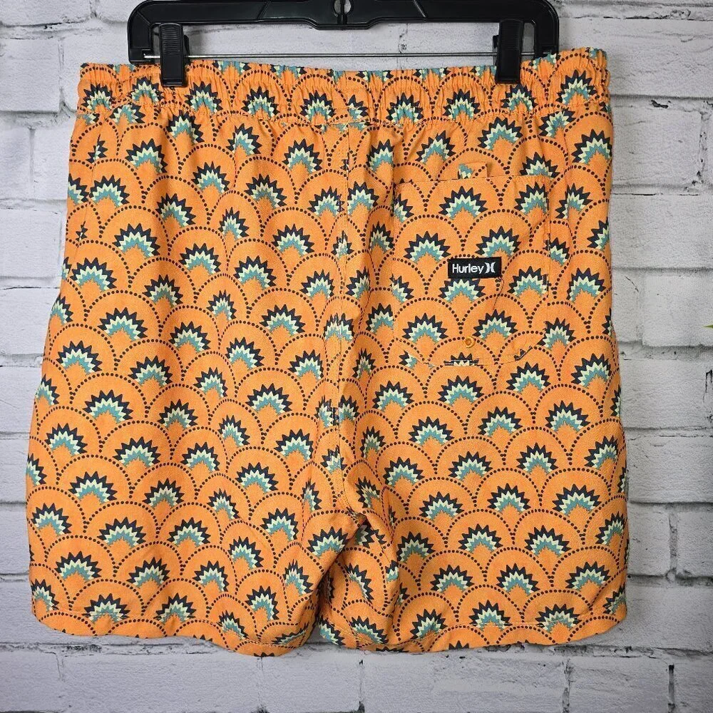 HURLEY CANNONBALL VOLLEY SWIMSUIT MENS EUC SIZE XL SUNSEST COLOR PATTERN